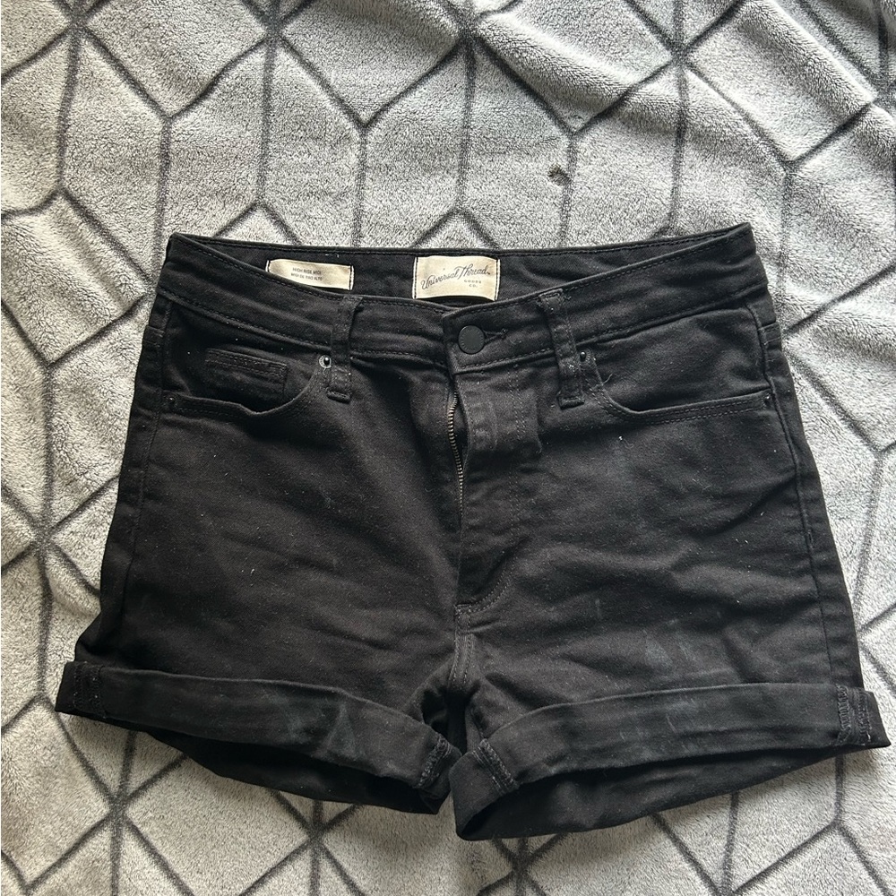 Black High Rise Denim Shorts